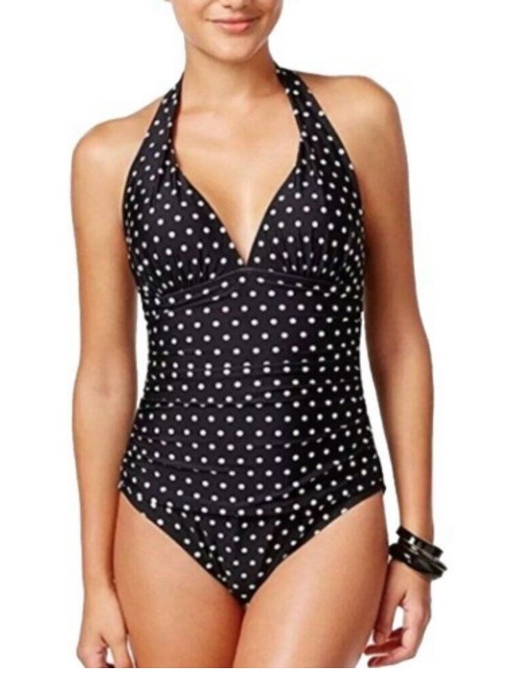 Lauren Ralph Lauren swimsuit black white polk size 14